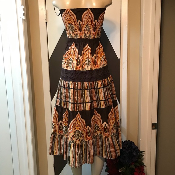 She,s cool brown multi midi 100% cotton dress. - Picture 2 of 8